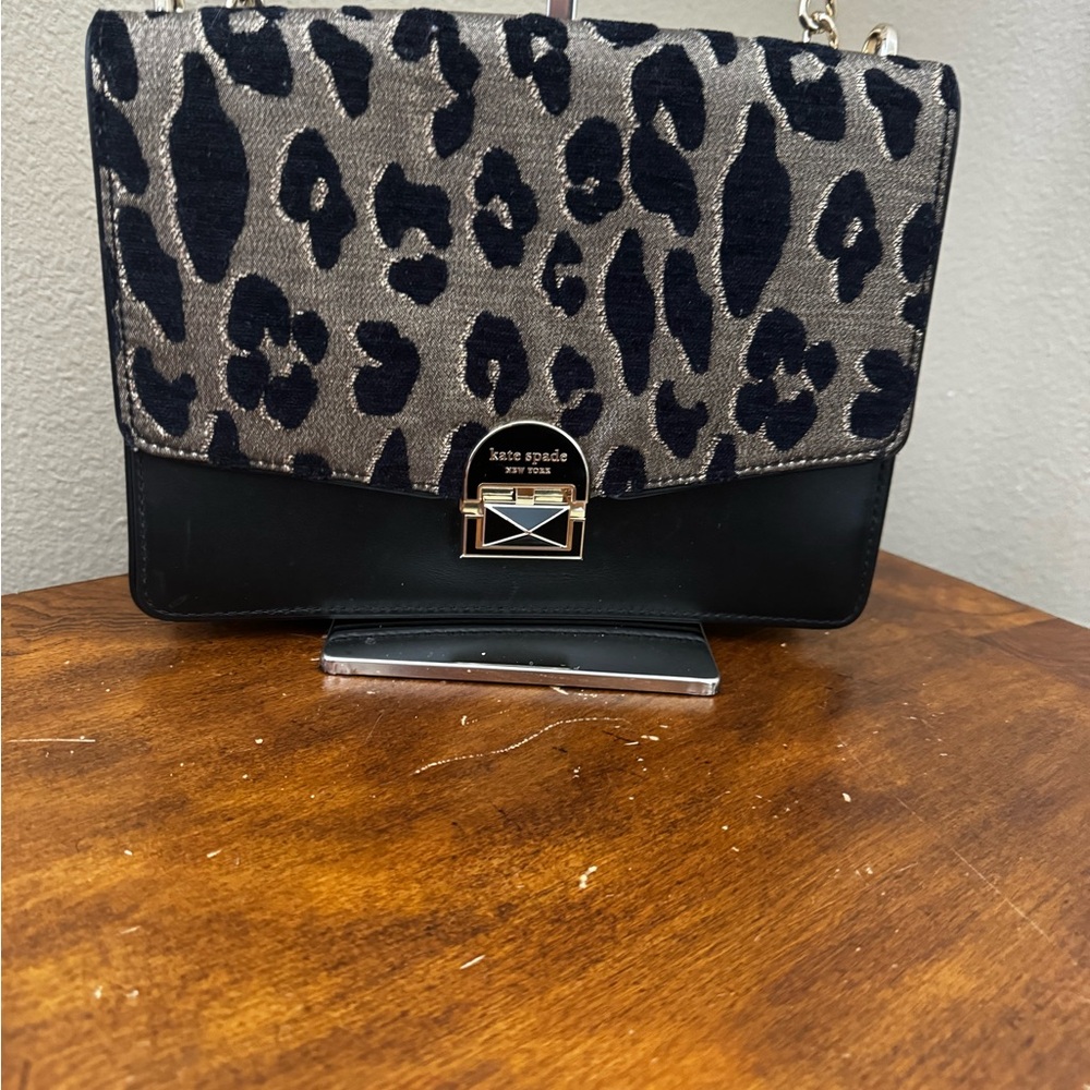 KATE SPADE Black and Gold Animal Print  Crossbody.